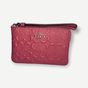 Coach Corner Zip Wristlet In Signature Leather